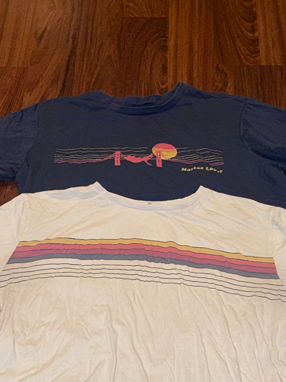 FREE Marine Layer Mens T Shirts Size Medium Large Blue White Golden Gate Bridge